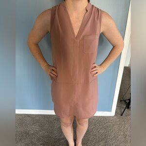 Sleeveless ducky rose linen dress